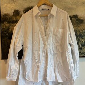 Zara White Casual Button Down Shirt